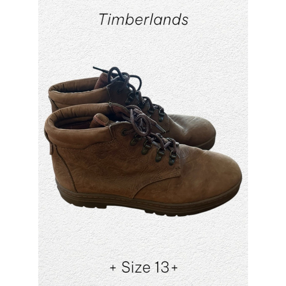 Men's Timberland Brown Leather Ankle Boots Size 13 - Picture 1 of 6